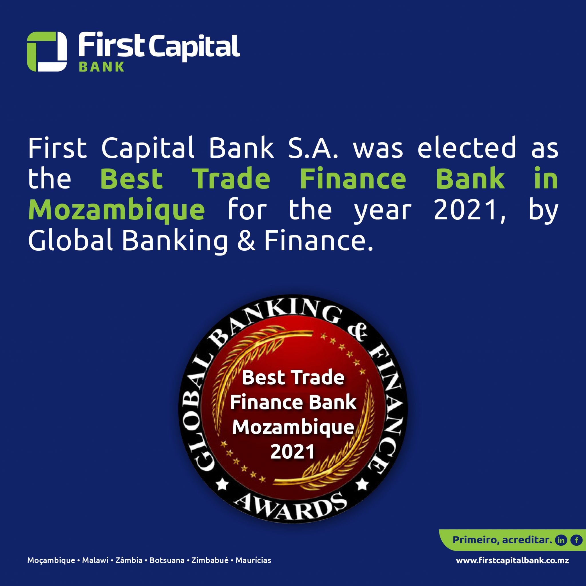 2021 Best Trade Finance Bank in Mozambique – First Capital Bank Mozambique 